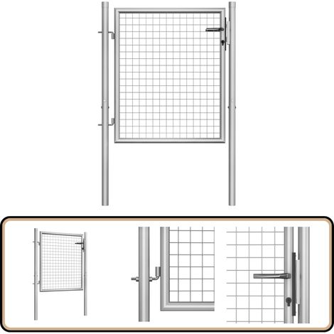Porte de jardin Acier galvanisé 105x125 cm Argenté - Portail Jardin - Portillon Aluminium - Clôture Jardin - Porte D'entrée Jardin - Barriere Jardin (1/5)