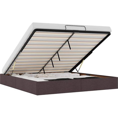 Estructura de cama otomana sin colchón marrón oscuro 200x200 cm vidaXL