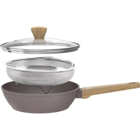Sauteuse - Tous feux dont induction - ARTHUR MARTIN - AM9910 - Revetement céramique - Ø 24 cm - Couvercle et panier inox - Tau (1/5)