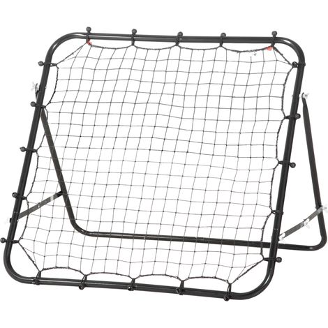 Filet rebond football tennis 20 cordes élastiques angle réglable métal noir 96 x 80 x 96 cm
