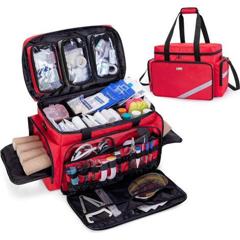 Notfalltasche leer mit Trennwänden, wasserdicht, rot
