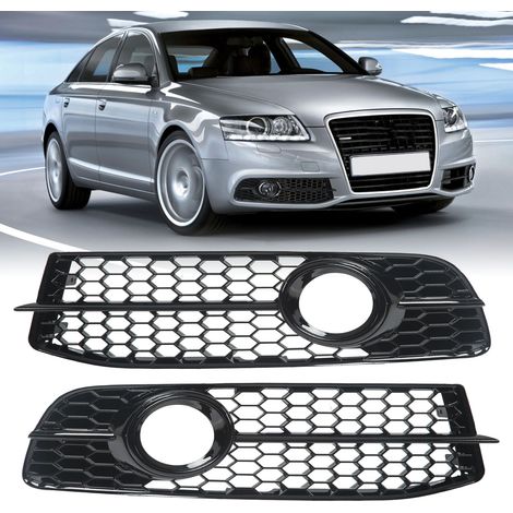Grilles de feux antibrouillard en nid d'abeille noir brillant (une paire, gauche et droite) pour Audi A6 C6 S-Line 2008-2011 (GZ.D132HL/R) (1/5)