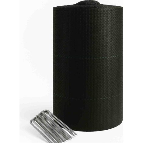 Malla Antihierbas 110g/m² Tela Geotextil Transpirable Control de Maleza Protección Anti-UV Césped Artificial Jardín Huerto 2 x 10 m + 20 Anclajes -