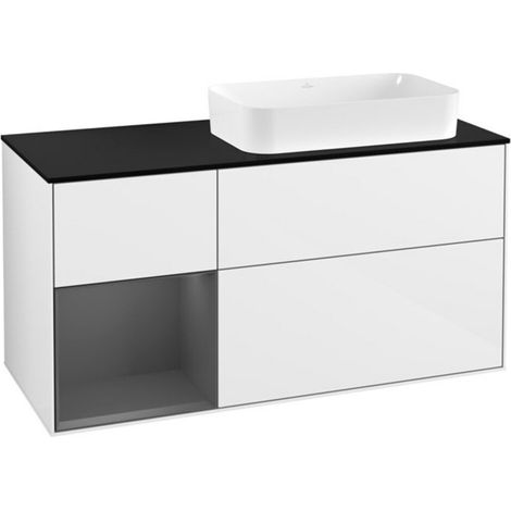 V&B Waschtischunterschrank Wandbeleuchtung Finion 120cm, Pl b m, Rg l A m, glo wh. Lac (1/2)