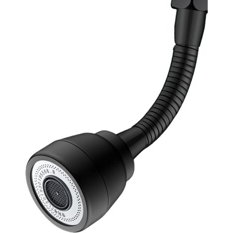 3 Modes Robinet de Rallonge Pivotant à 360°, Aérateurs pour Robinet Pivotant, Tête Douchette Evier Cuisine, Adaptateur de Robinet d'Extension, Embout Robinet Cuisine, Corps en Laiton (Noir) (1/5)