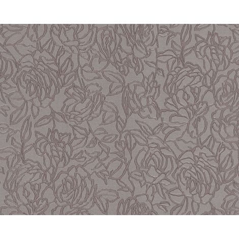 Blumen Tapete EDEM 9040-22 heißgeprägte Vliestapete geprägt mit floralem Muster glänzend grau braun 10,65 m2