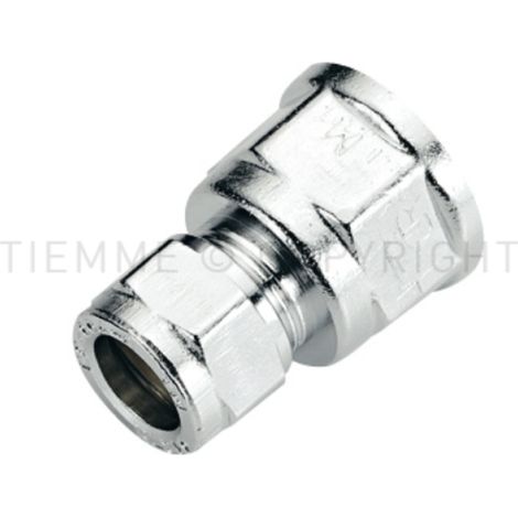 Raccordo diritto femmina cromato a compressione con ogiva 10 x 1 2 tiemme 1130005