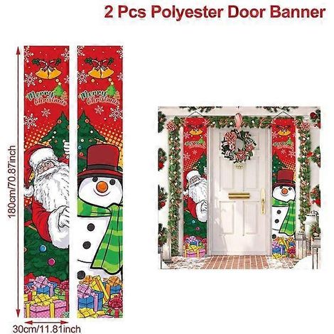 Décoration de porte de Noël - Bannière Joyeux Noël - Décoration murale - Ornement de Noël à suspendre - Cadeau de Bonne Année xS0321-404 (1/5)