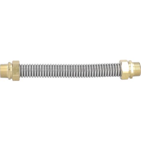 Anschlussschlauch für Klimaanlagen, Außengewinde G3/4, flexibler, gewellter Edelstahlschlauch, 25 cm, für Gebläsekonvektoren und Warmwasserbereiter (1/5)