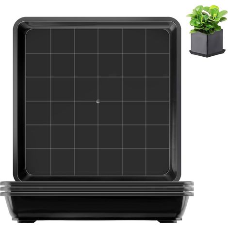 4 Pièces Soucoupe Carrée 35x35cm Noir Plastique Soucoupe Coupelle Dessous Pot de Fleur Grande Dimension Pot de Fleur Pots Adaptés à Une Utilisation en Extérieur et en Intérieur (1/5)
