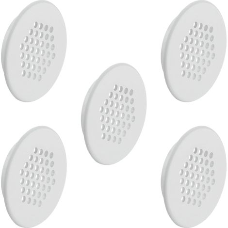 5x Grille de ventilation aération ronde en plastique diamètre encastrement 35mm hauteur 8mm Cache Protection Plafond Mur Menuiserie, blanc