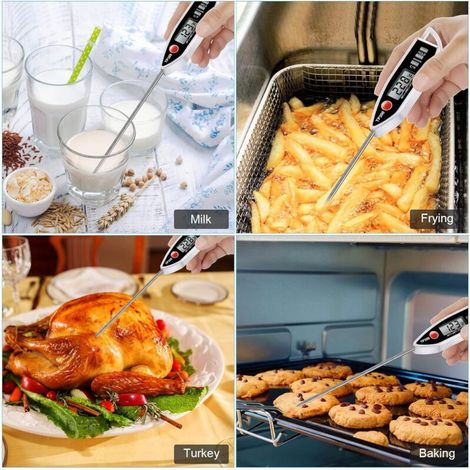 Thermomètre pour aliments pour viande,thermomètre de cuisson numérique pour bonbons,thermomètre de cuisine pour cuisine, lecture instantanée BBQ huilelait eau de bain, frire, température de bougie (1/3)
