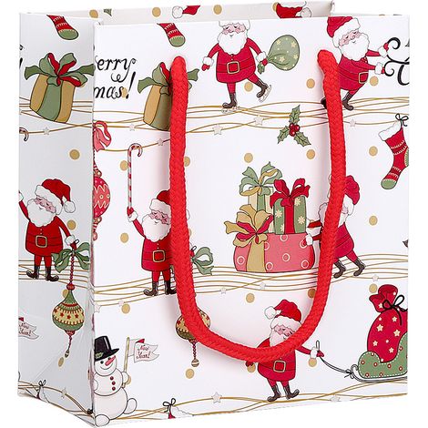 Sac Cadeau Noël - Papier Écologique Pour Bonbons Et Petits Cadeaux - Design Festif Blanc - Lot De 1 (1/5)