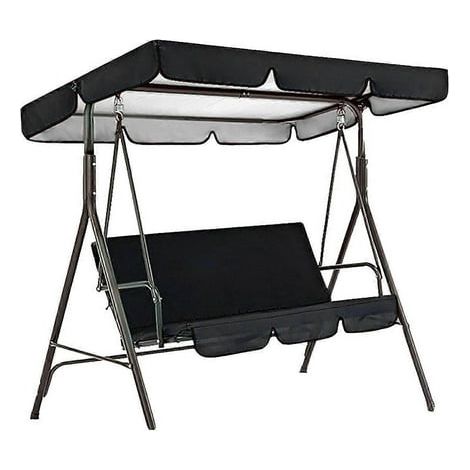 Voile de Rechange pour Balançoire 3 Places, Couverture de Siège de Jardin pour Hamac Pliable, Housse Extérieure Noire (1/4)