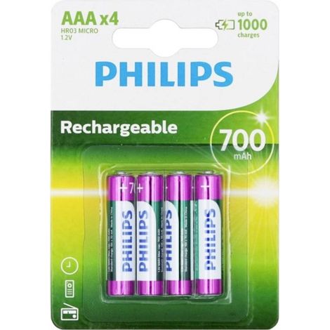 Philips HR03 Batteria ricaricabile Ministilo (AAA) NiMH 700 mAh 1.2 V 4 pz.