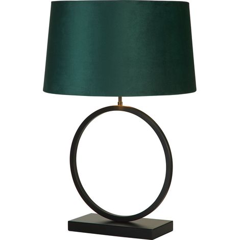 Searchlight Elegant Lampe de table, noir mat, abat-jour émeraude 1x E27 (1/5)