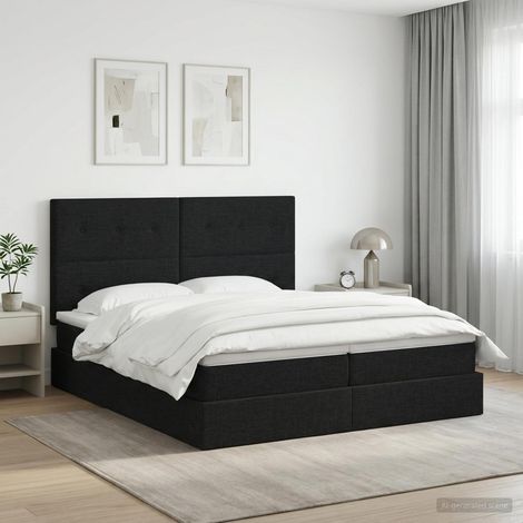 Letto con Contenitore con testiera Nero 180 x 200 cm Tessuto vidaXL (1/5)