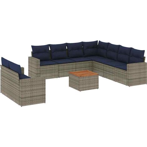 Maison Exclusive - Set Divani da Giardino 10 pz con Cuscini Grigio in Polyrattan (1/5)