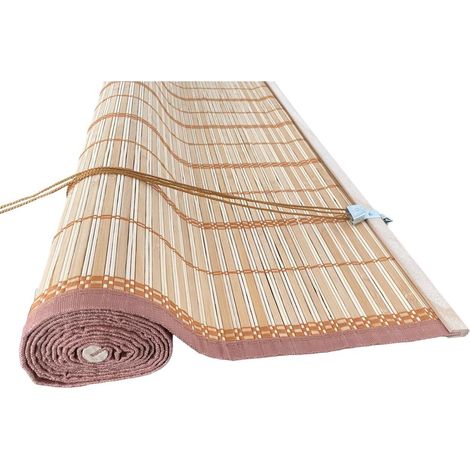 Tapparella in Listelli Bambu' Bordo Cotone 200x300H cm Midollino Colore Marrone Giorgia 200x300H cm