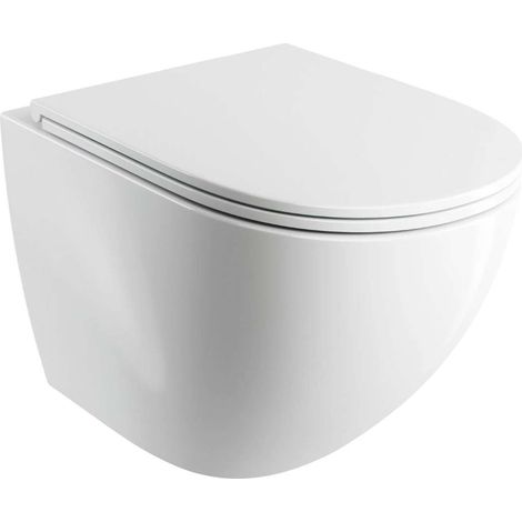 OMNIRES Ottawa Comfort - Inodoro suspendido con asiento SoftClose, Rimless, blanco brillante OTTAWACSPMWBP