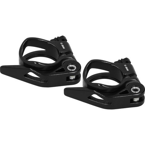 Lot de 2 colliers de serrage rapide pour tige de selle de VTT en alliage d'aluminium C73, 31,8 mm, noir (1/5)