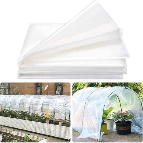 Filiyano-Film plastique transparent en polyéthylène pour serre, extra épais, pour aménagement de jardin ou tunnel (2 x 10 m). (1/5)