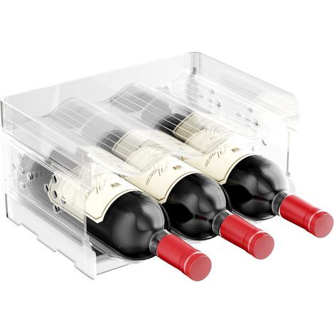 2 Pièces Range Porte Bouteille Vertical Vin Frigo, Casier Empilable Bouteille Polystyrene, Peut Contenir Jusqu'à 6 Bouteilles, Adapté aux Armoires, Salon (1/5)