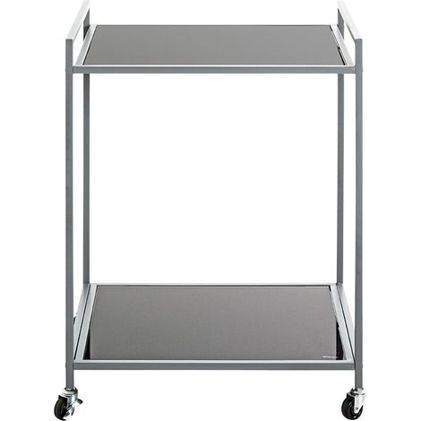 Table de desserte en verre et acier coloris gris -longueur 50 x profondeur 36 x hauteur 69 cm (1/4)