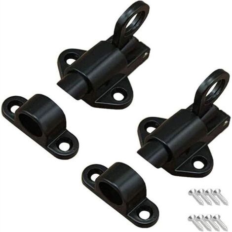 Pair Lot de 4 verrous automatiques à ressort en aluminium, loquets de porte, noir