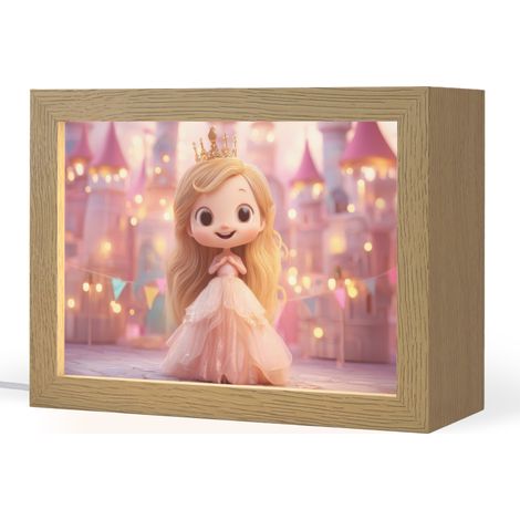 LUCE NOTTURNA PER BAMBINI Principessa - Rosa - Castello 20x15 cm