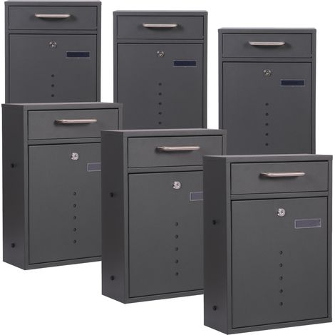 2x3 Briefkasten V51 in Anthrazit Postkasten abschließbarer Wandbriefkasten mit Sichtfenstern