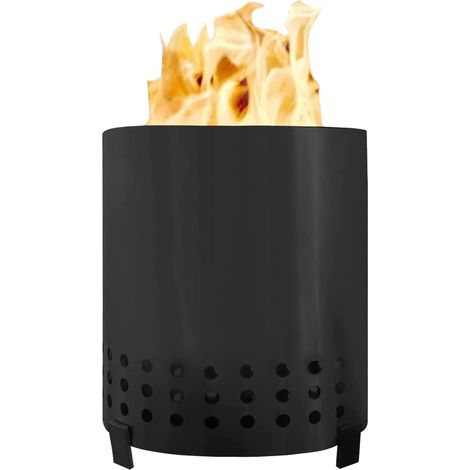 Réchaud à Bois de Camping, poêle à Bois Portable, Mini Chauffage de Camp léger en Acier Inoxydable pour randonnée, Voyage, Pique-Nique, Barbecue, Camping, équipement de Survie (Noir) (1/5)
