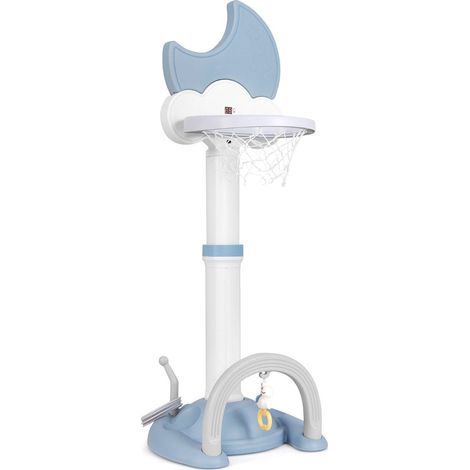 4 in 1 kinder basketballkorb set mit basketball amp fuball amp ringwurf basketballstander blau