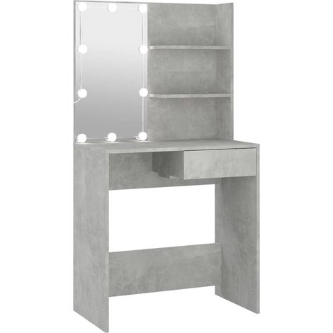 Coiffeuse,Table de maquillage avec LED Gris béton 74,5x40x141 cm CFW581488 (1/5)