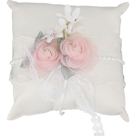 Bearer Pillows, Wedding Pillow with Artificial Flowers, Wedding Bearer Cushion, Decorative Display Bearer Pillow for Engagement Ceremony (1/5)