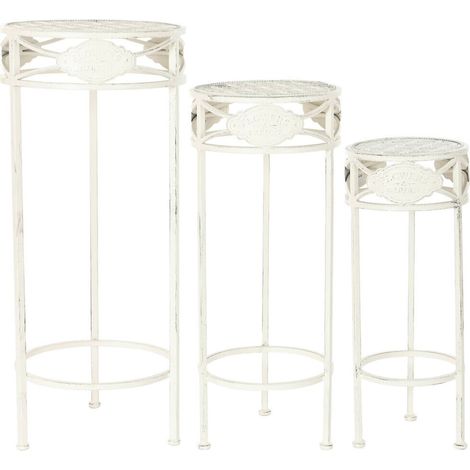 Tables d'appoint en métal blanc pour terrasse élégante - Blanc antique élégant (1/3)
