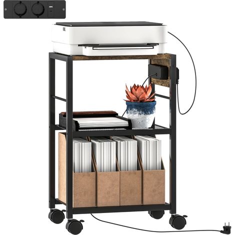Vitrine avec multiprise mobile robuste Wood Rustic Brown 42L x 28W x 64.5H cm (1/4)