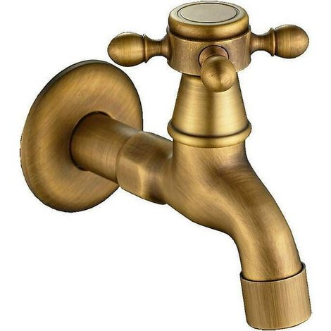 Robinet mural en laiton vieilli pour salle de bain, robinet pour machine à laver, robinet de jardin, mitigeur extérieur de style ancien (1/5)
