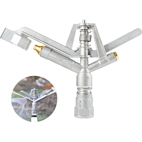 High-performance impulse sprinkler with automatic 360° rotation – made of zinc alloy G1/DN25, suitable for irrigating lawns, gardens and farmland, with a robust metal base for stable irrigation.--DTEK