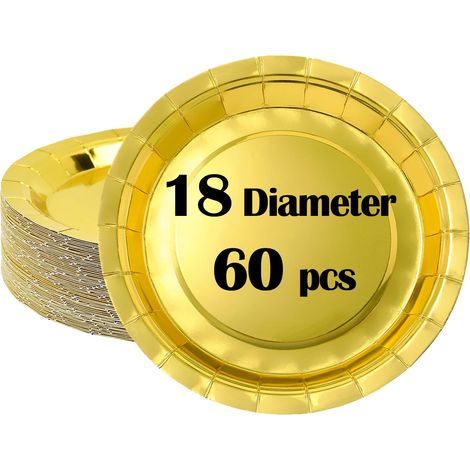 Lot De 60 Vaisselle Jetable Anniversaire, 18 Cm Assiettes De Fête Assiette Vaisselle Papier Assiette Anniversaire Pour Fêtes, Noël, Mariages Assiette Carton Jetable (1/5)