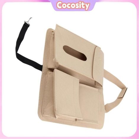 Cocosity Sac suspendu pour siège de voiture Pink Car Rear Hanging Bag Storage Organizer Hooket Loop Fasteners auto etagere Beige (1/5)