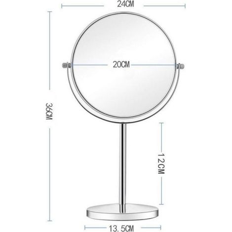 Miroir Double Face - 20 Cm - Grossissement X1 Et X10 - Rotation 360 Degres - Support Antiderapant - 1 Unite (1/5)