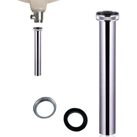 Tube Plongeur Universel Pour Siphon 30 Cm, Rallonge De Siphon Chromée, Livré Avec Un Écrou, Un Joint En Caoutchouc Étanche Pour Extension De Vidange (1/5)