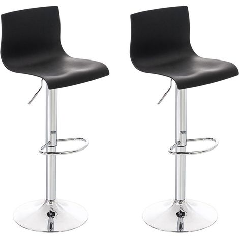 Juego de 2 taburetes de bar de diseño clásico regulables en altura en plástico negro y metal cromado 100004185