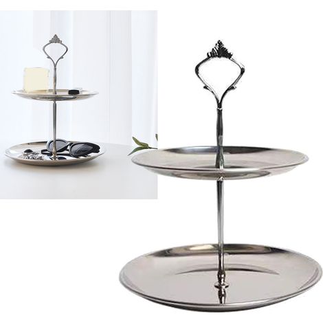 Étagère de bureau à 2 niveaux, support de comptoir minimaliste rond en acier inoxydable pour bijoux, accessoires et rouges à lèvres (1/5)