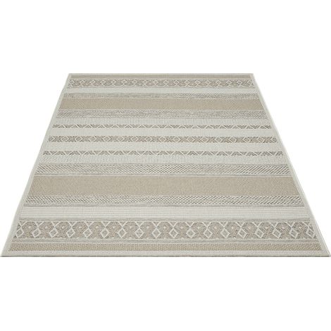 FLOORNOVO In- & Outdoor Teppich Grau gemustert - 200 x 140 cm - Flachgewebe für Garten Balkon Terrasse und Innenbereich - Robust & Pflegeleicht - vielseitig einsetzbar im Innen- und Außenbereich (1/2)
