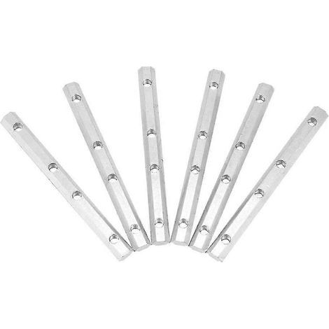 Profilé en aluminium, connecteur intérieur droit en acier au carbone 2020/3030/4040/4545, profilé en aluminium extrudé, série M5 M6 M8, norme européenne (2020 M5, 6 pièces) (1/4)