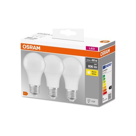 Bombillas LED OSRAM E27 (paquete de 3) - 8,5 W, blanco cálido