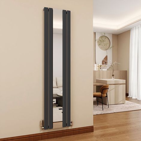 SKY Bathroom Vertical Flat Panel Heating Radiator Radiator with Mirror Single Anthracite 1800x407mm