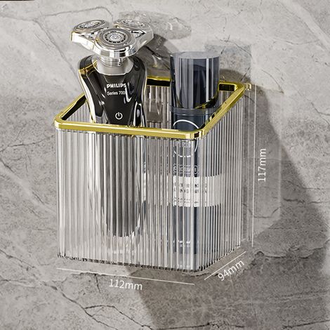 Set mit 2 selbstklebenden Wandhalterungen für Badezimmerzahnbürste, elektrische Zahnbürste, Make-up-Pinsel, selbstklebender Wandeimer (Gold) (1/4)
